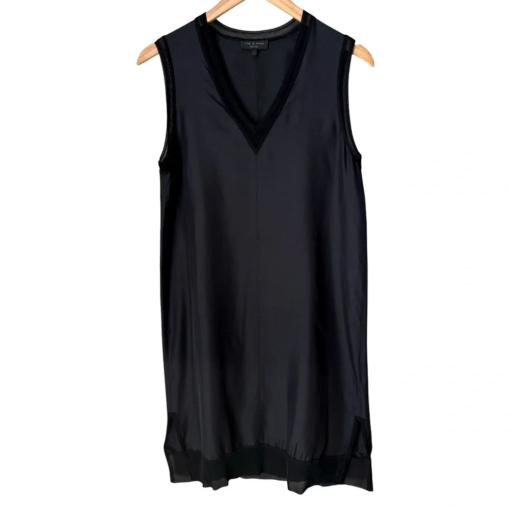 RAG & BONE Maude 100% Silk Sleeveless Black Dress V-Neck Size Small - Picture 14 of 15